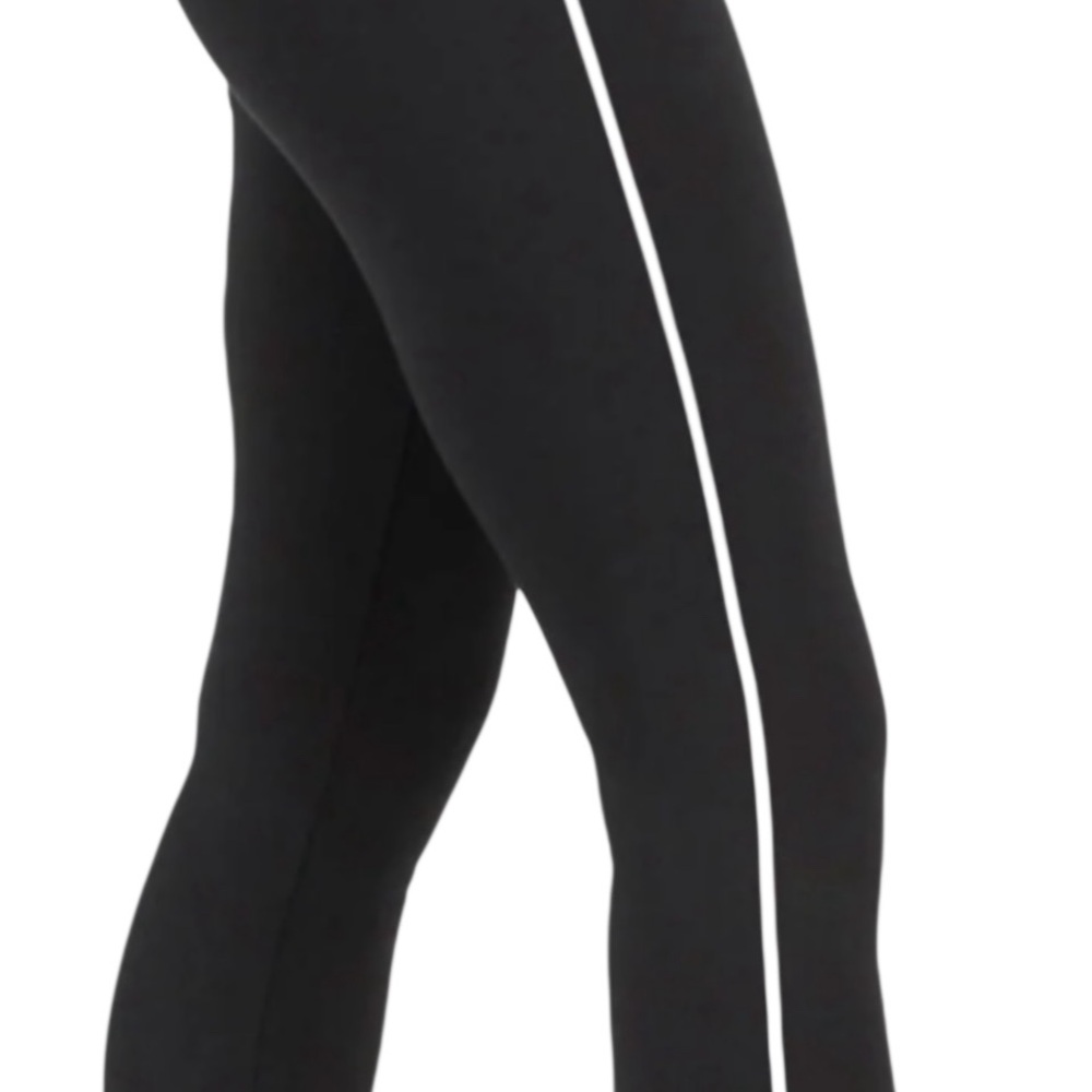 SPANX Black Leggings with White Stripe